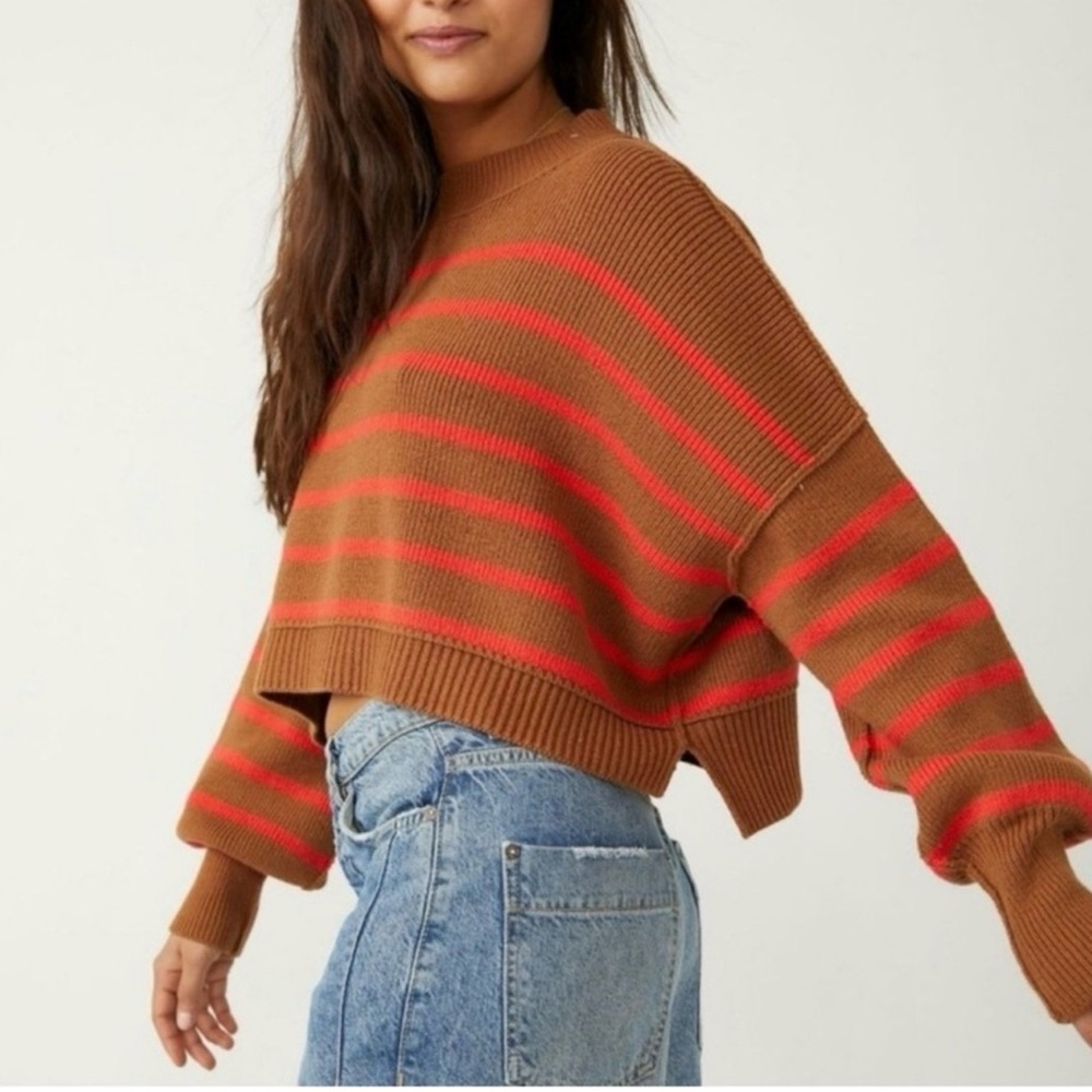 Free People Easy Street Cropped Sweater Sz Med